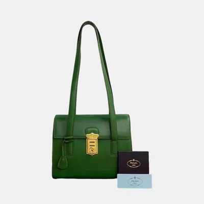 Pre-owned Prada Green Leather Shoulder Bag