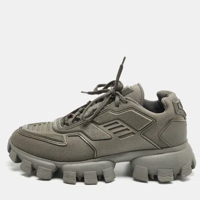 Pre-owned Prada Green Mesh And Rubber Cloudbust Lace Up Sneakers Size 41.5