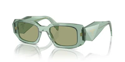 Prada Green Mirror Rectangular Ladies Sunglasses Pr 17ws 11r10e 49 In ["green"]