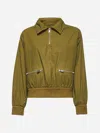 Prada Womens Green Logo-embellished Pull-on Cotton Jacket