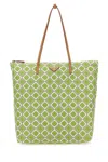 Prada Green Printed Re-nylon Tote Bag In Green