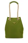 Prada Re-nylon Mariner Bucket Bag With Braided Handles In Green