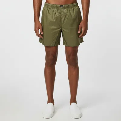 Pre-owned Prada Green Re-nylon Drawstring Swim Shorts Xl