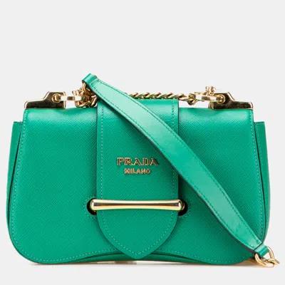 Pre-owned Prada Green Saffiano Sidonie Crossbody