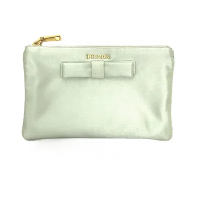 Pre-owned Prada Green Satin Clutch Bag ()
