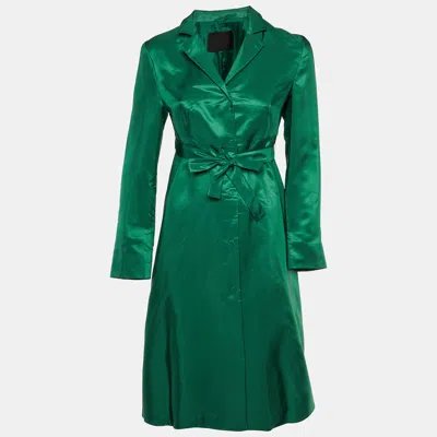 Pre-owned Prada Green Silk Blend Blended Midi Dress M