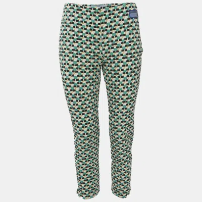 Pre-owned Prada Green Textured Crepe Trousers M
