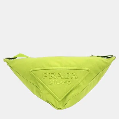 Pre-owned Prada Green Triangle Shoulder Bag