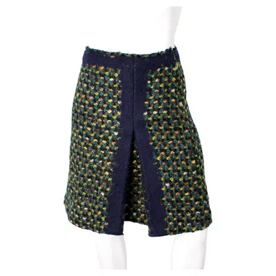 Pre-owned Prada Green Wool Tweed Skirt Circa 2010