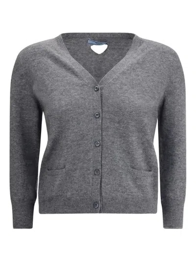 Prada Grey Cardigan In Gray