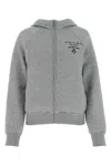 Prada Luxe Cashmere Blend Hooded Down Jacket In Grey
