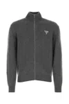 Prada Logo-embroidered Cashmere Sweatshirt In Grey