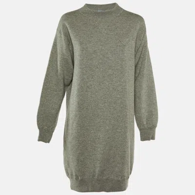 Pre-owned Prada Grey Cashmere Knit Sweater Dress S In Gray