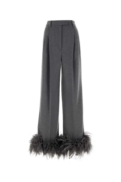 PRADA GREY CASHMERE WIDE-LEG PANT