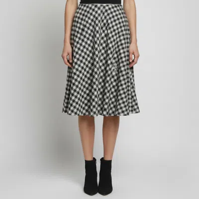 Pre-owned Prada Grey Checkered Linen Blend A-line Short Skirt S In Gray