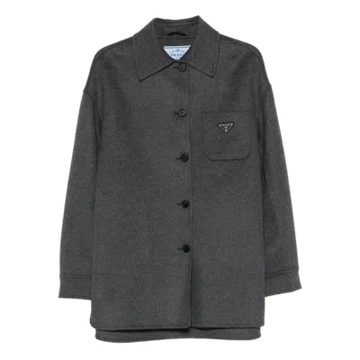 Prada Grey Coats - Single Breasted Coats Women In Gray