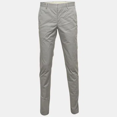 Pre-owned Prada Grey Cotton Formal Trousers M