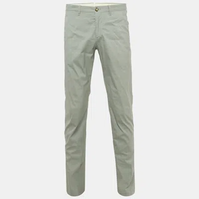 Pre-owned Prada Grey Cotton Formal Trousers M Waist 32"