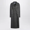Prada Grey Double-breasted Wool And Cashmere Coat Women In Gray