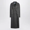 Prada Grey Double-breasted Wool And Cashmere Coat Women In Gray