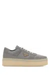 Prada Grey Fabric And Suede Downtown Bold Sneakers In Gray