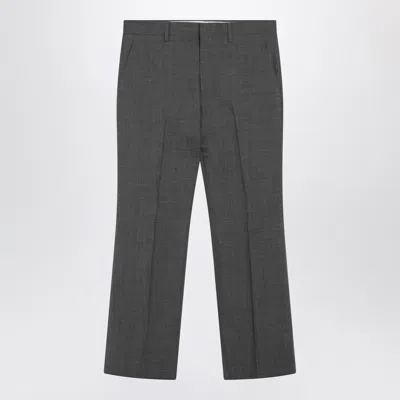 Prada Grey Flared Wool Trousers In Gray