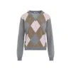 Prada Argyle-pattern V-neck Cashmere Sweater In Multi