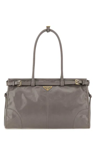 Prada Grey Leather Shoulder Bag In Peltro N