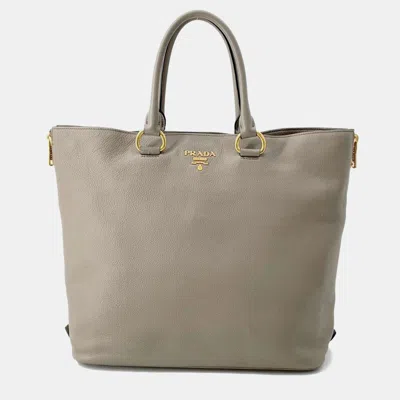 Pre-owned Prada Grey Leather Tote Bag