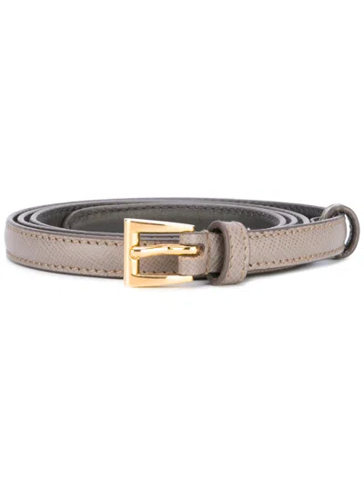 Prada Grey Logo Buckle Belt In Pink