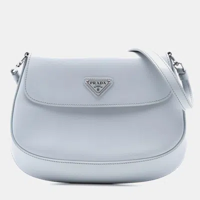 Pre-owned Prada Grey Mini Brushed Leather Cleo Flap In Gray