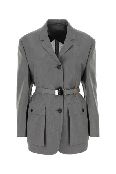PRADA PRADA GREY MOHAIR BLEND BLAZER