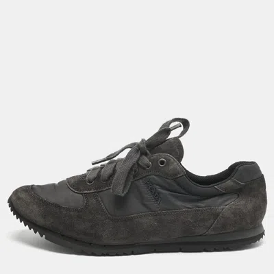 Pre-owned Prada Grey Nylon And Suede Match Racer Lace Up Sneakers Size 43 In Gray