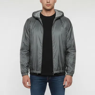 Pre-owned Prada Grey Nylon Reversible Zip Up Hoodie Jacket L In Gray