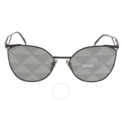Prada Grey Pattern Silver Irregular Ladies Sunglasses Pr 50zs 1ab03t 59 In Black / Grey / Silver
