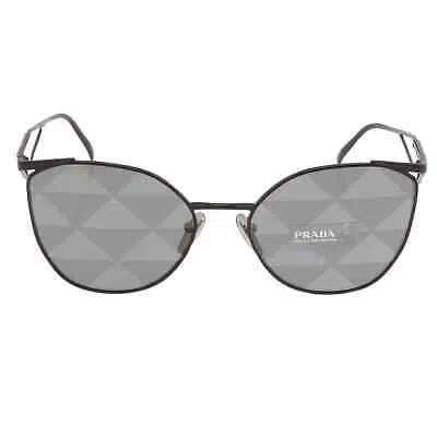 Pre-owned Prada Grey Pattern Silver Irregular Ladies Sunglasses Pr 50zs 1ab03t 59 In Gray