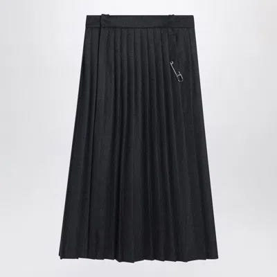 PRADA PRADA  GREY PLEATED WOOL SKIRT