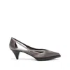 Prada Logo Hollowed Out High Heels In Gray