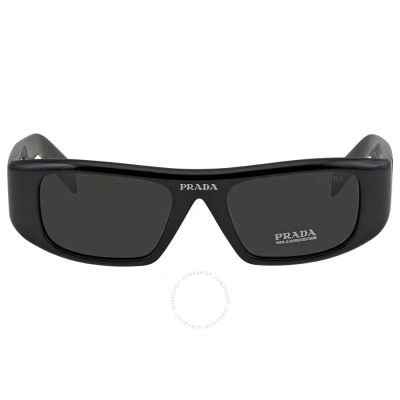 Prada Grey Rectangular Ladies Sunglasses Pr 20ws 1ab5s0 49 In Black / Grey