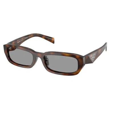 Prada Grey Rectangular Ladies Sunglasses Pr B06sf 20d50q 55 In Brown