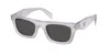 Prada Grey Rectangular Ladies Sunglasses Pr C06s 22g08z 50 In Black