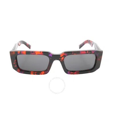 Prada Grey Rectangular Men's Sunglasses Pr 06ys 06v5s0 53 In Grey / Orange