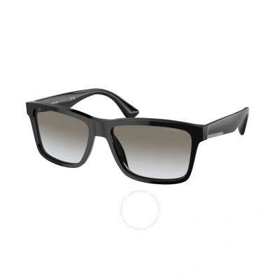 Prada Grey Rectangular Men's Sunglasses Pr 19ss 1ab0a7 59 In Black / Grey