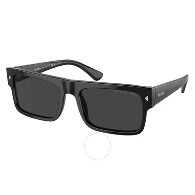Prada Grey Rectangular Men's Sunglasses Pr A10s 16k08g 57