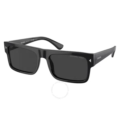 PRADA OPEN BOX - PRADA GREY RECTANGULAR MEN'S SUNGLASSES PR A10S 16K08G 57