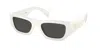 Prada Grey Rectangular Unisex Sunglasses Pr A01s 17k08z 53 In ["white","grey"]