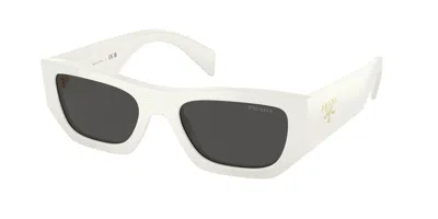 Prada Grey Rectangular Unisex Sunglasses Pr A01s 17k08z 53 In ["white","grey"]