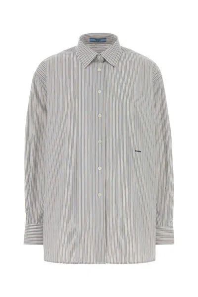PRADA GREY REGULAR STRIPES SHIRT