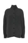 Prada Oversize Cashmere Cardigan Featuring Elbow Patches In Gray