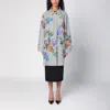 PRADA GREY SINGLE-BREASTED COAT IN PRINTED COTTON